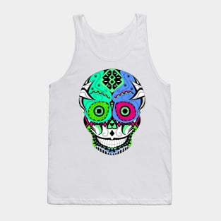 death with a mexican smile ecopop art in floral day of the dead pattern catrinas Tank Top